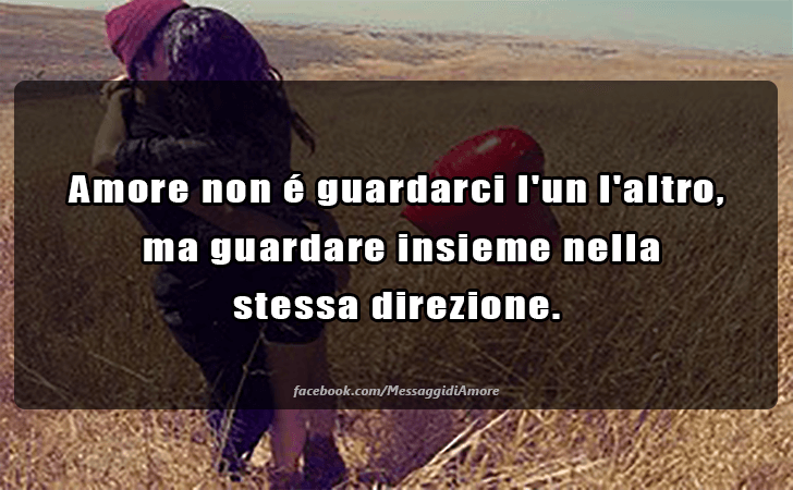 Amore non e guardarci l un l altro, ma guardare insieme nella stessa direzione. (Messaggi d'Amore, Frasi e Immagini)