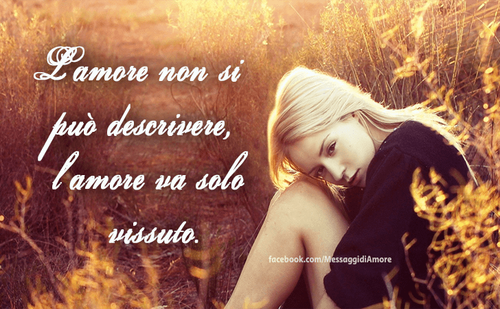 L'amore non si puo descrivere, l'amore va solo vissuto. (Messaggi d'Amore, Frasi e Immagini)